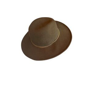 Steve Madden Wool Fedora Hat Gold Chain Accent Boho Classic Hipster